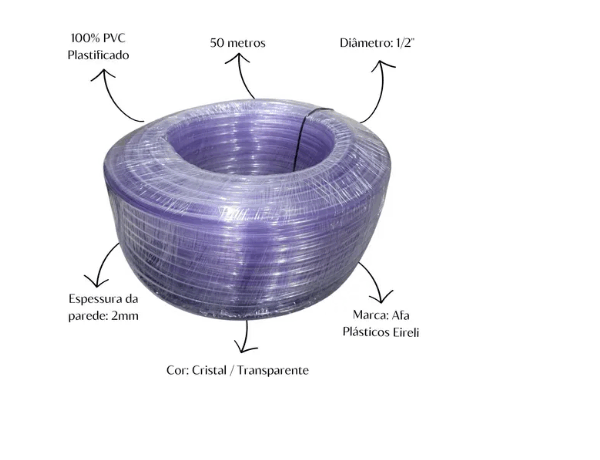 Mangueira De Dreno Split Cristal 1/2 2mm rolo de 50 Metros